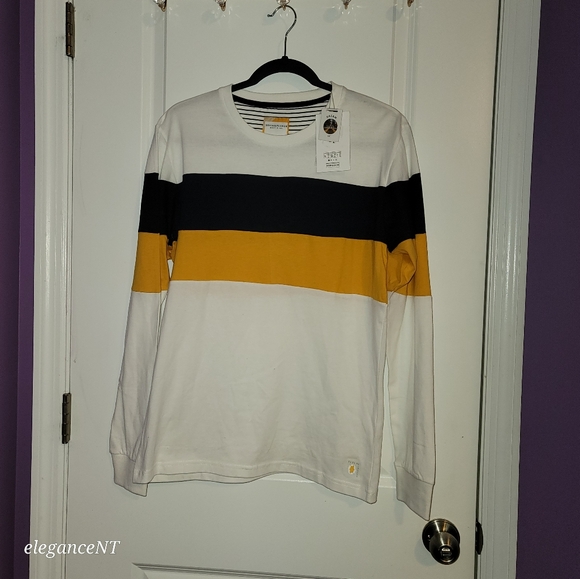 Denim and Flower Long Sleeve White Stripe Ricky Singh Shirt Men's Sz: S NWT - Picture 3 of 7